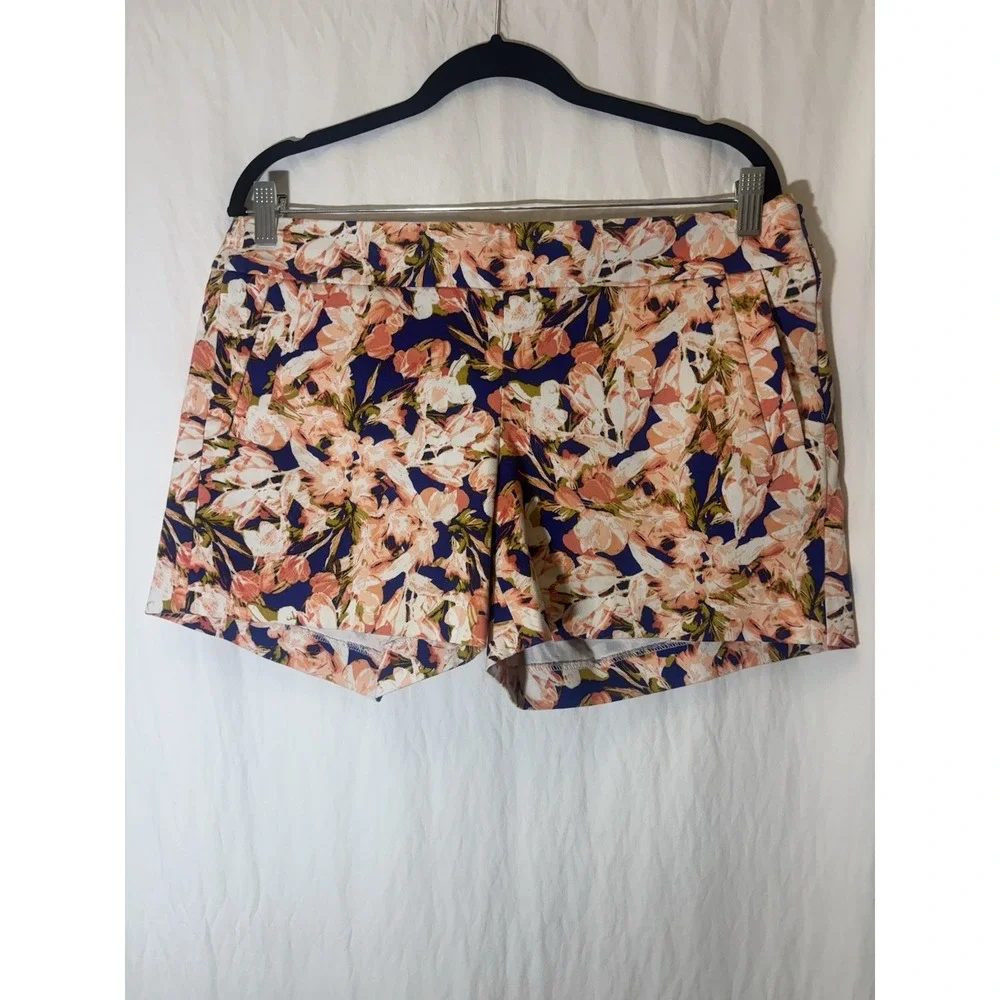 J. Crew‎ Royal Blue Orange Floral Shorts Size 10 V30